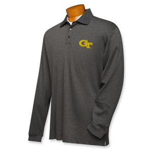Georgia Tech Yellow Jackets B&T CB DryTec LS Championship Polo - Charcoal